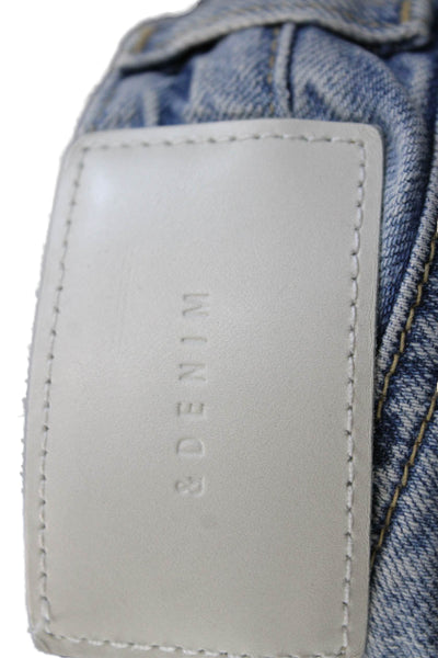 &Denim Womens Boyfriend Mom Jeans Light Blue Mid Rise Size 28