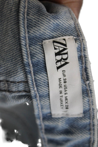 Zara Accessories Unisex Light Blue Straight Wide Leg Jeans Size 6