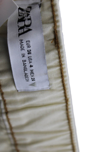 Zara Unisex Cargo Jogger Pants Beige Drawstring Cotton Blend Solid 90s Size 4