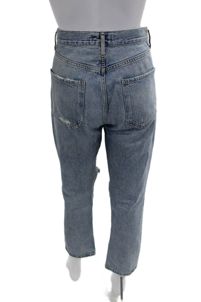 Agolde Womens Boyfriend Cropped Jeans Light Blue Mid Rise 30 Inseam Size 28