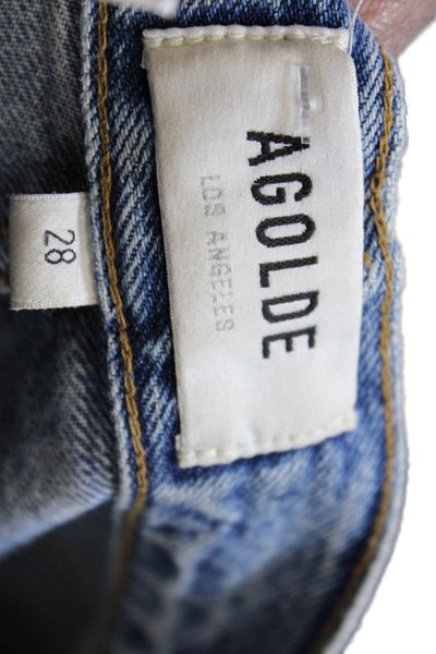 Agolde Womens Boyfriend Cropped Jeans Light Blue Mid Rise 30 Inseam Size 28