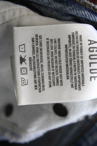 Agolde Womens Boyfriend Cropped Jeans Light Blue Mid Rise 30 Inseam Size 28