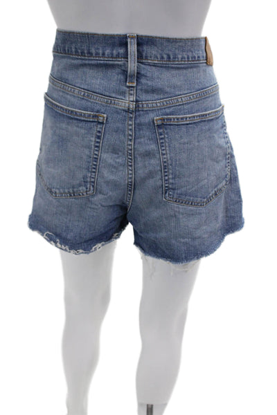 J Crew Unisex Shorts Blue 99% Cotton 1% Elastane Solid 90s Size 31