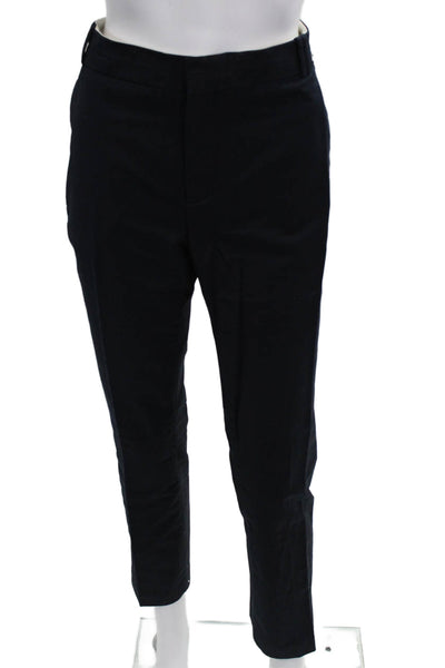 Zara Woman Unisex Cropped Ankle Dress Pants Dark Blue Cotton Elastane Size 6