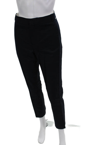 Zara Woman Unisex Cropped Ankle Dress Pants Dark Blue Cotton Elastane Size 6