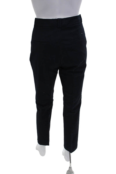Zara Woman Unisex Cropped Ankle Dress Pants Dark Blue Cotton Elastane Size 6