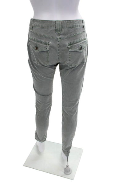 Rich & Skinny Women Cargo Ankle Pants Gray Button Size 28