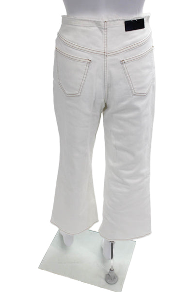 Sonia Rykiel Women Cropped Pants White Mid Rise Button Size 34
