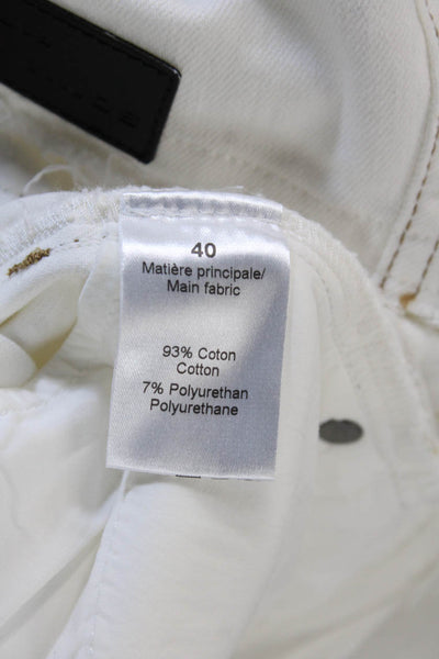 Sonia Rykiel Women Cropped Pants White Mid Rise Button Size 34