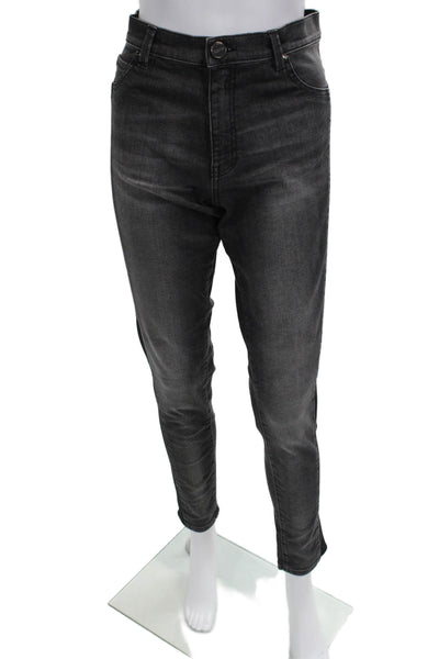 Pinko Unisex Ankle Tapered Dark Gray Jeans Button Mid Rise Size 25