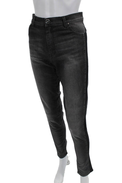 Pinko Unisex Ankle Tapered Dark Gray Jeans Button Mid Rise Size 25