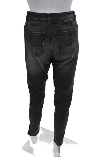 Pinko Unisex Ankle Tapered Dark Gray Jeans Button Mid Rise Size 25
