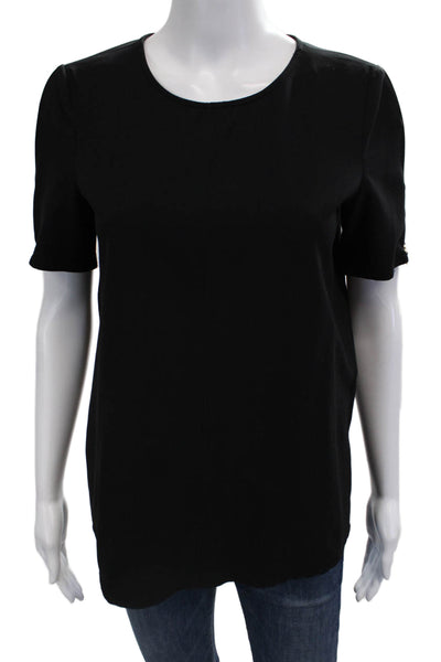 Zara Basic Women Black Short Sleeve Round Neck Blouse Size M