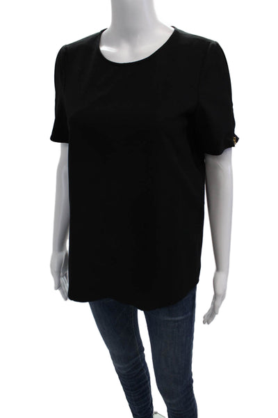 Zara Basic Women Black Short Sleeve Round Neck Blouse Size M