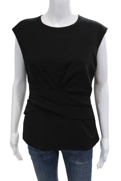 Rebecca Taylor Women Black Sleeveless Round Neck Designer Blouse Size 8