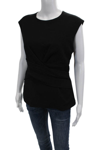 Rebecca Taylor Women Black Sleeveless Round Neck Designer Blouse Size 8