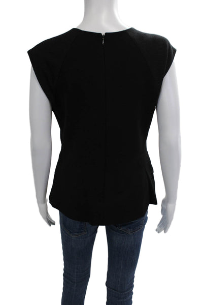 Rebecca Taylor Women Black Sleeveless Round Neck Designer Blouse Size 8