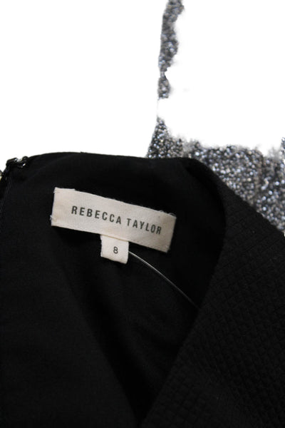 Rebecca Taylor Women Black Sleeveless Round Neck Designer Blouse Size 8