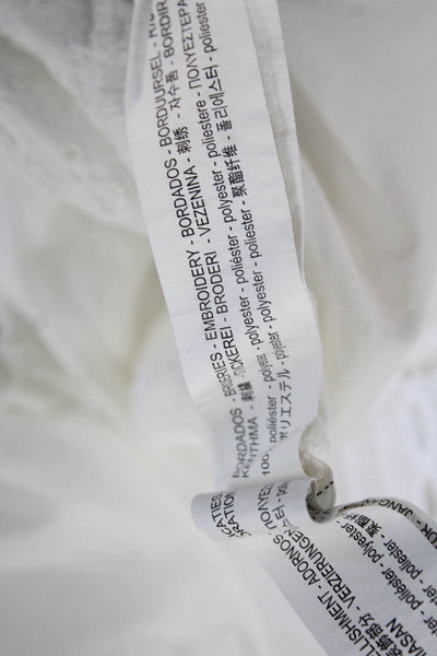 Zara Women Basic White Polyester Round Neck Short Sleeve Blouse Size M