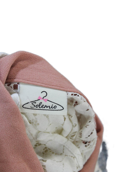 Solemio Womens Boho Floral Sleeveless Button Up Tank White Size S