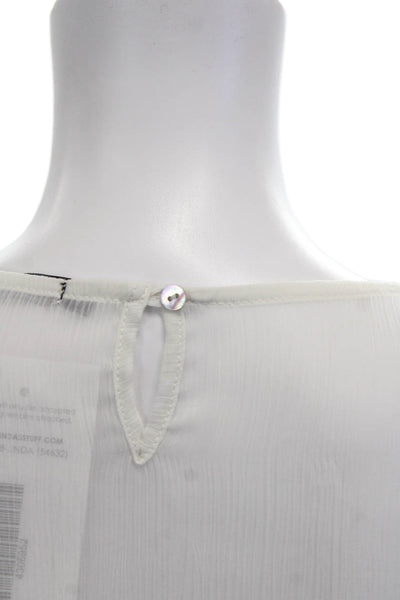 Zara Basic Women White Round Neck 3/4 Sleeve Polyester Blouse Size M