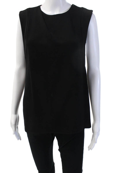 Sandro Women Basic Sleeveless Round Neck Zip Black Blouse Size 3