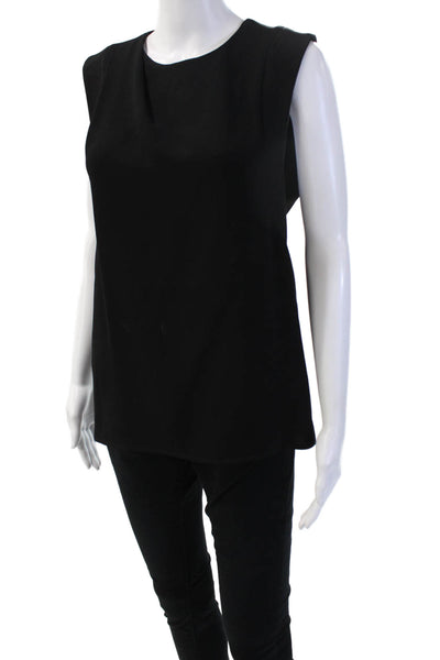 Sandro Women Basic Sleeveless Round Neck Zip Black Blouse Size 3