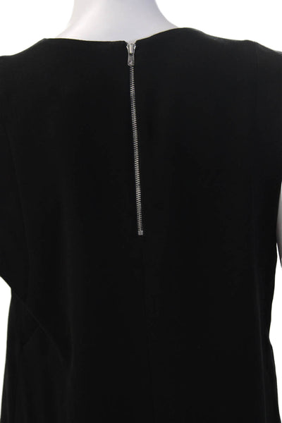 Sandro Women Basic Sleeveless Round Neck Zip Black Blouse Size 3