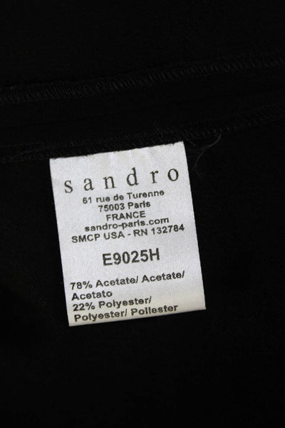 Sandro Women Basic Sleeveless Round Neck Zip Black Blouse Size 3