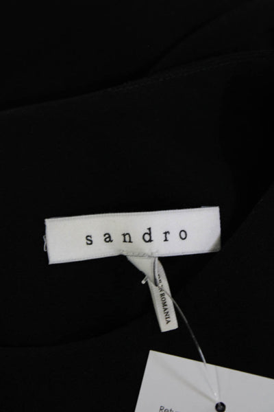 Sandro Women Basic Sleeveless Round Neck Zip Black Blouse Size 3