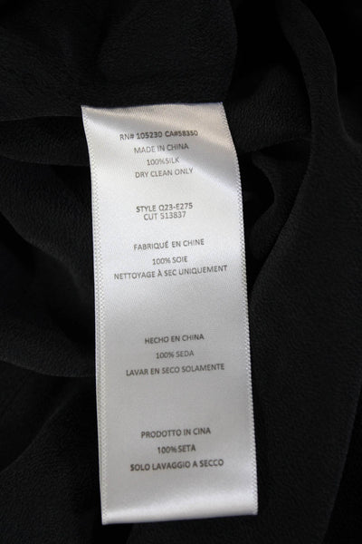 Equipment Femme Women Black Silk Collared Long Sleeve Army Blouse Size M