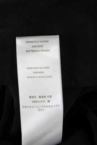 Equipment Femme Women Black Silk Collared Long Sleeve Army Blouse Size M