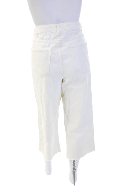 Zara Woman Womens Cropped Capri Pants White Cotton Size 8