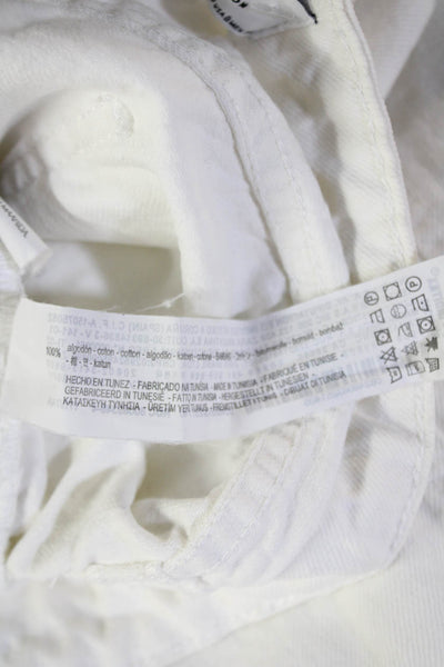 Zara Woman Womens Cropped Capri Pants White Cotton Size 8