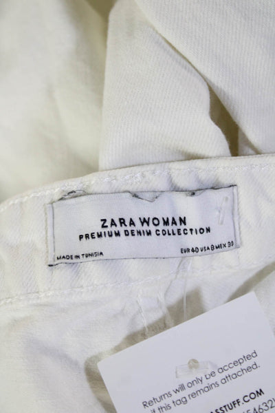Zara Woman Womens Cropped Capri Pants White Cotton Size 8
