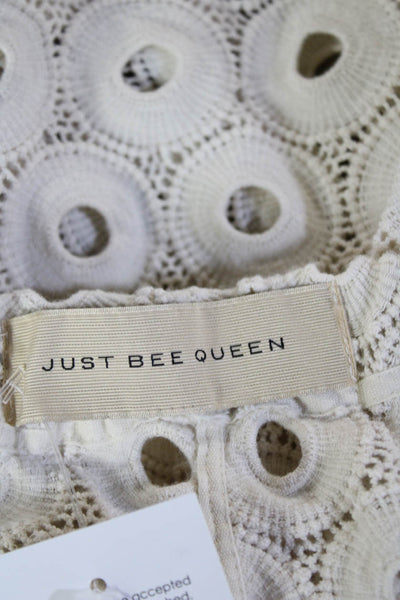 Just Bee Queen Womens Mini Peasant Skirt Beige Cotton Geometric Size S