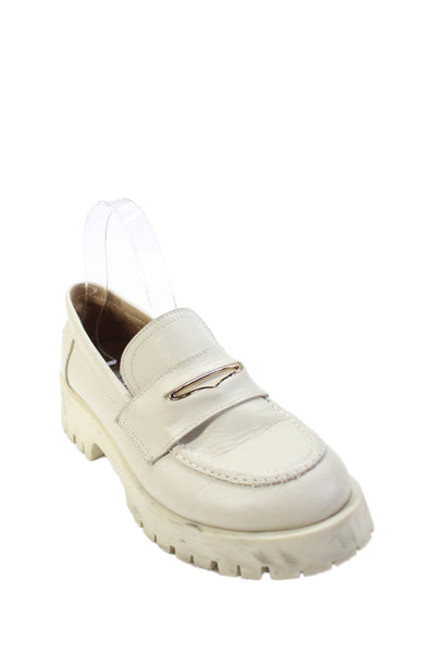 Steve Madden Women's Round Toe Lug Sole Slip-On Loafers Cream Size 9.5