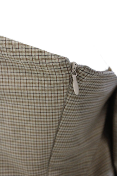 Zara Women Beige Classic Check Sleeveless Button Front Polyester Top Size L
