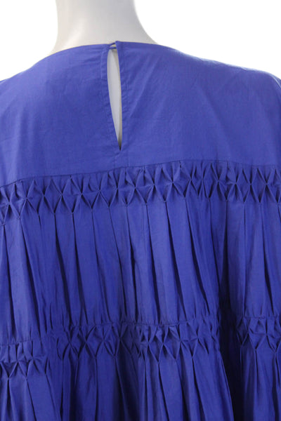 Merlette Women Trapeze Dress Blue Pima Cotton Long Sleeve Knee Length Size M
