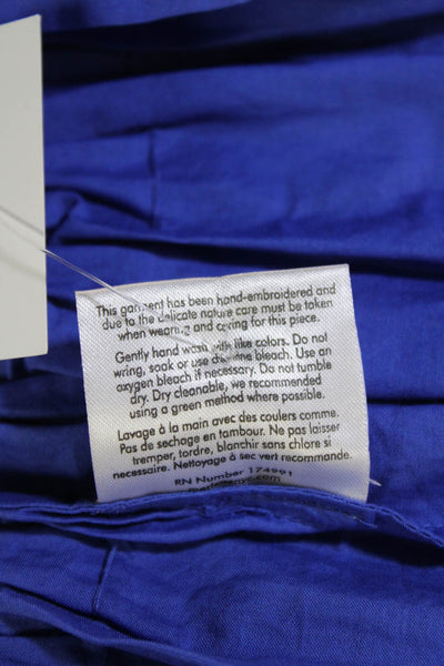 Merlette Women Trapeze Dress Blue Pima Cotton Long Sleeve Knee Length Size M