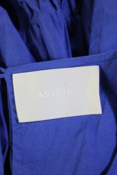 Merlette Women Trapeze Dress Blue Pima Cotton Long Sleeve Knee Length Size M