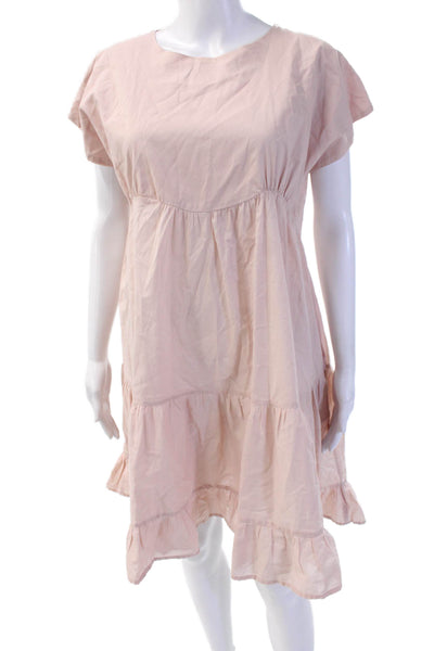 Merlette Womens Shift Sundress Beige Cotton Blend Knee Length Size M