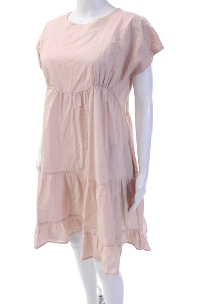 Merlette Womens Shift Sundress Beige Cotton Blend Knee Length Size M