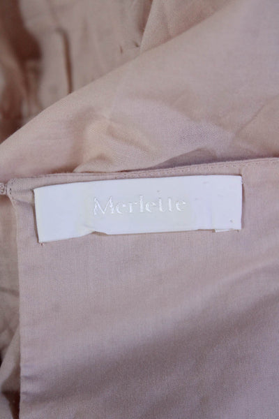 Merlette Womens Shift Sundress Beige Cotton Blend Knee Length Size M