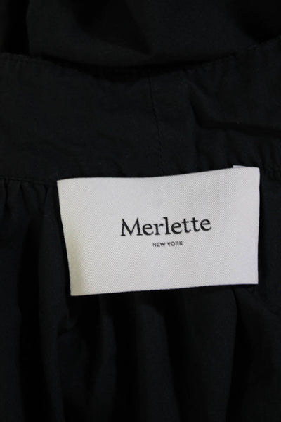 Merlette Women Kaftan Dress Black Pima Cotton Long Sleeve Knee Length Size M