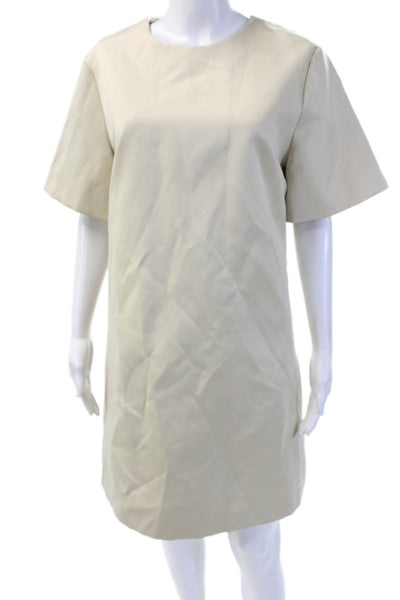 By Malene Birger Women Shift Dress Beige Short Sleeve Round Neck Size S