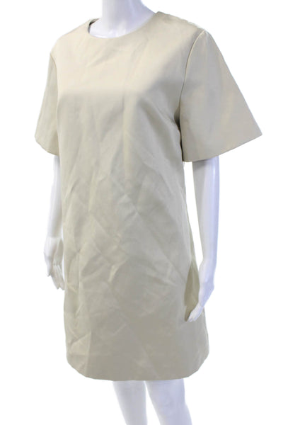 By Malene Birger Women Shift Dress Beige Short Sleeve Round Neck Size S