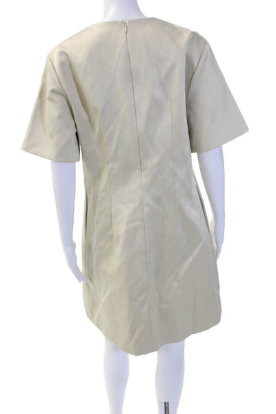 By Malene Birger Women Shift Dress Beige Short Sleeve Round Neck Size S