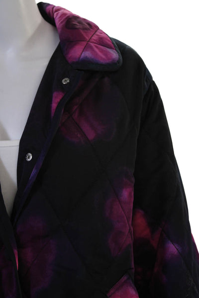 Rachel Comey Women Quilted Overcoat Black Floral Polyester Size L