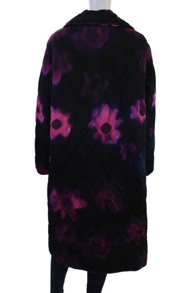 Rachel Comey Women Quilted Overcoat Black Floral Polyester Size L